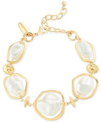 Style - Co Gold-Tone Baroque Imitation Pearl Orbital Flex Bracelet, Exclusively at Macy's
