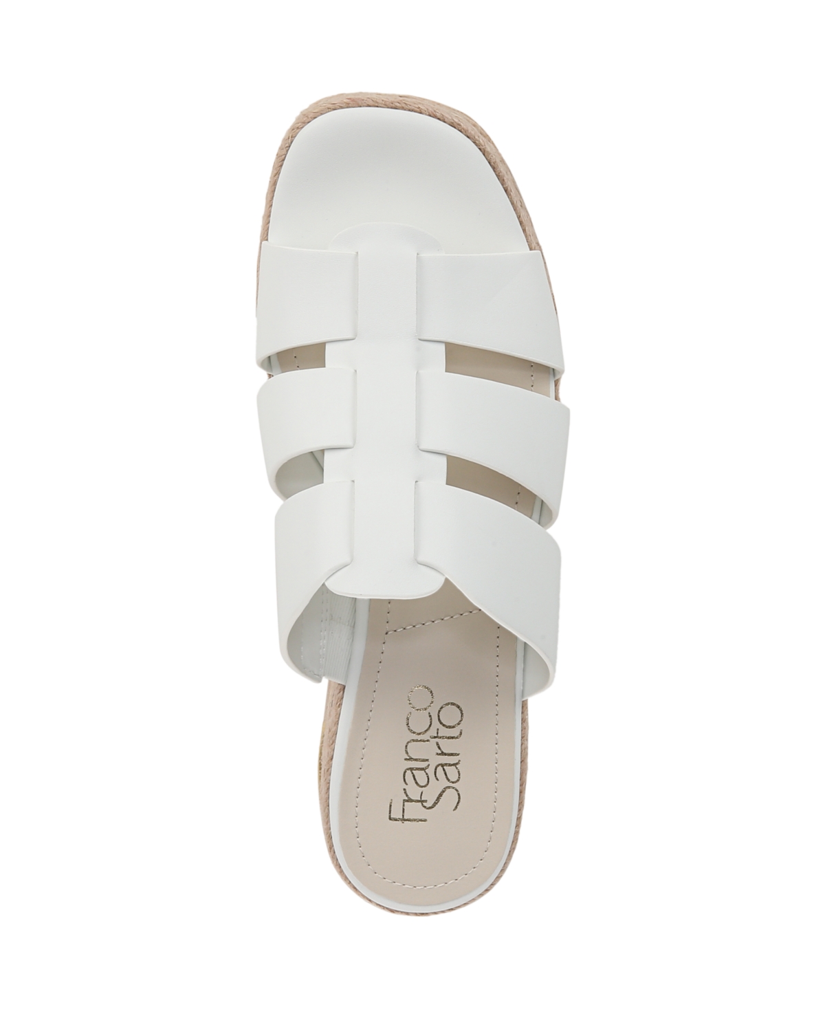 Franco Sarto Women's Tevin Open Square Toe Espadrille Slide Platform Sandals In Bright White Faux Leather