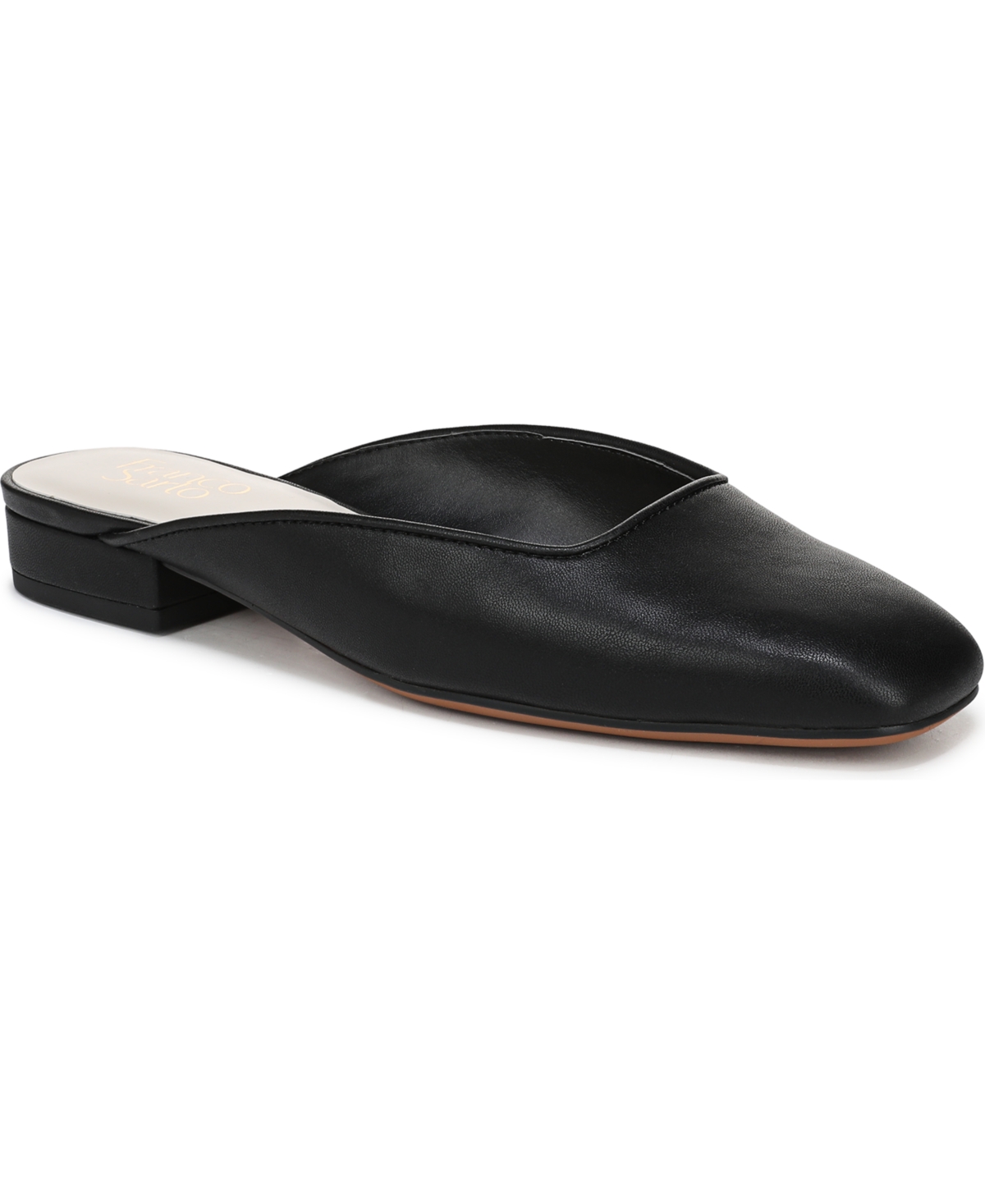Franco Sarto Women's Dayla Square Toe Block Heel Mules In Black Faux Leather