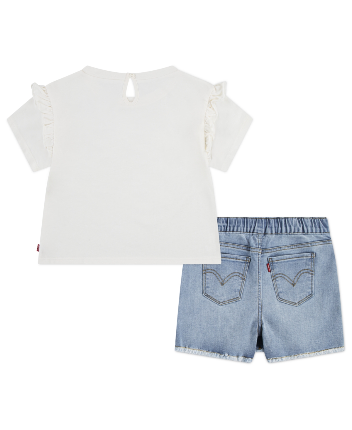 LEVI'S LITTLE GIRLS 2-PIECE RUFFLE T-SHIRT AND SKORT SET 