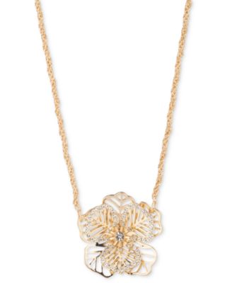 Marchesa Gold-Tone Crystal Openwork Flower Pendant Necklace 16 3 extender 12990₽