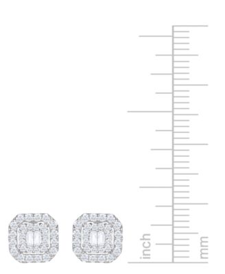 Diamond Round & Baguette Cluster Stud Earrings (1/2 ct. t.w.) in 14k White or Yellow Gold