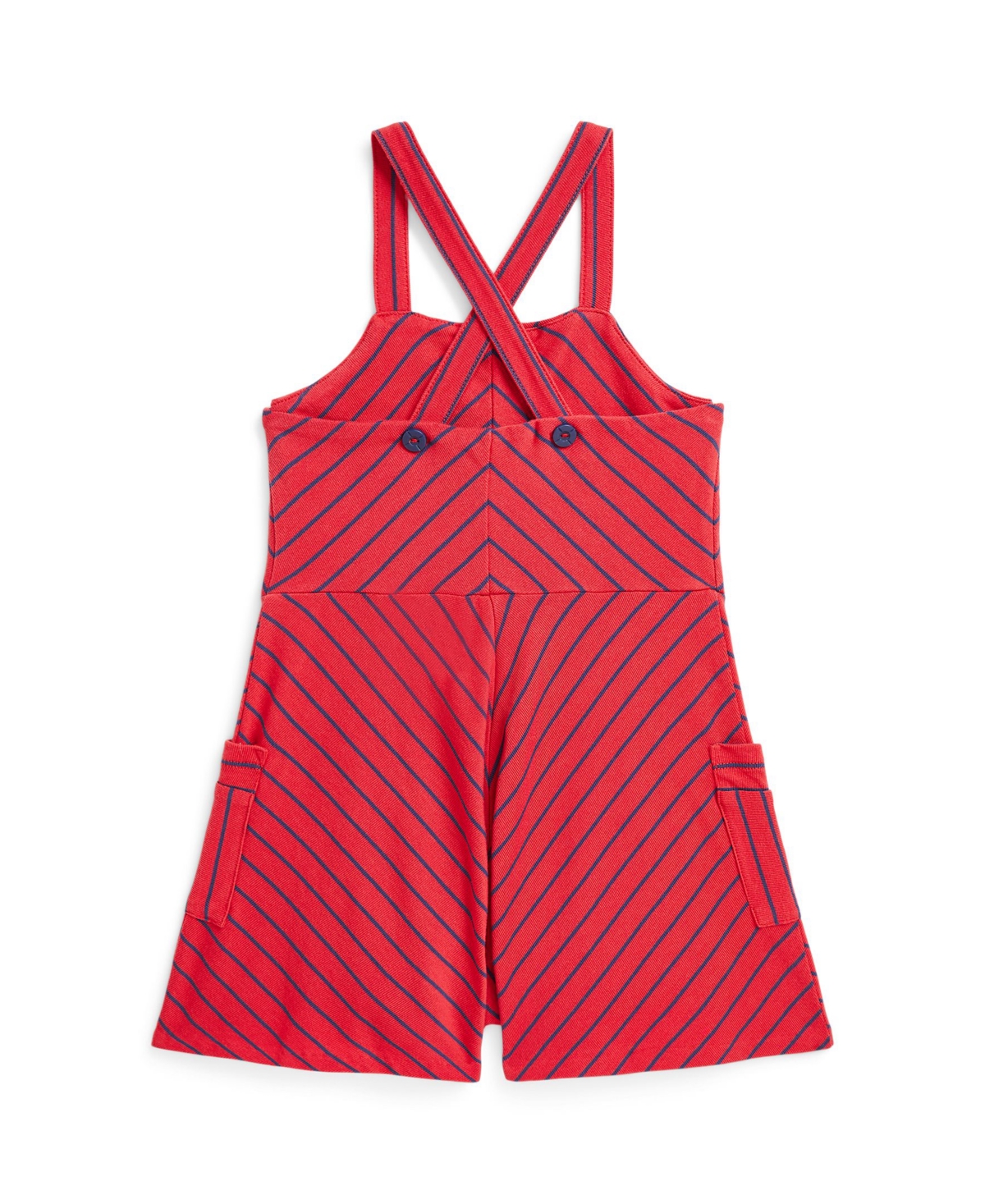 Polo Ralph Lauren Toddler And Little Girls Striped Jersey Romper In Starboard Red,boathouse Navy