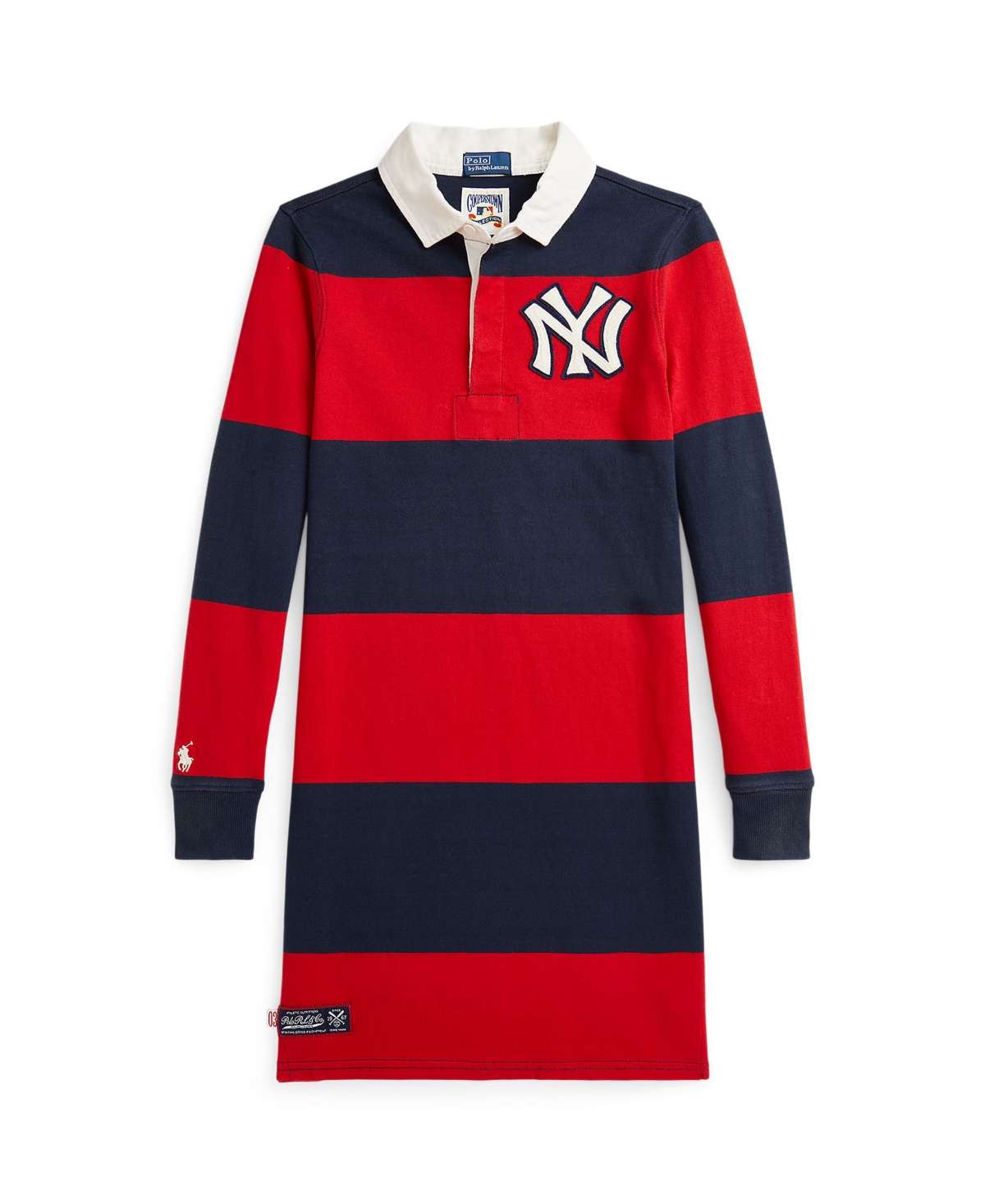 Polo Ralph Lauren Toddler And Little Girls  Yankees Rugby Dress In Aviator Navy,red