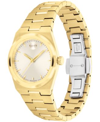 Women's Bold Quest Swiss Quartz Ionic Plated Light Gold Steel Watch, 28mm