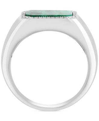 EFFY&reg; Men's Malachite & Diamond (1/6 ct. t.w.) Halo Ring in Sterling Silver