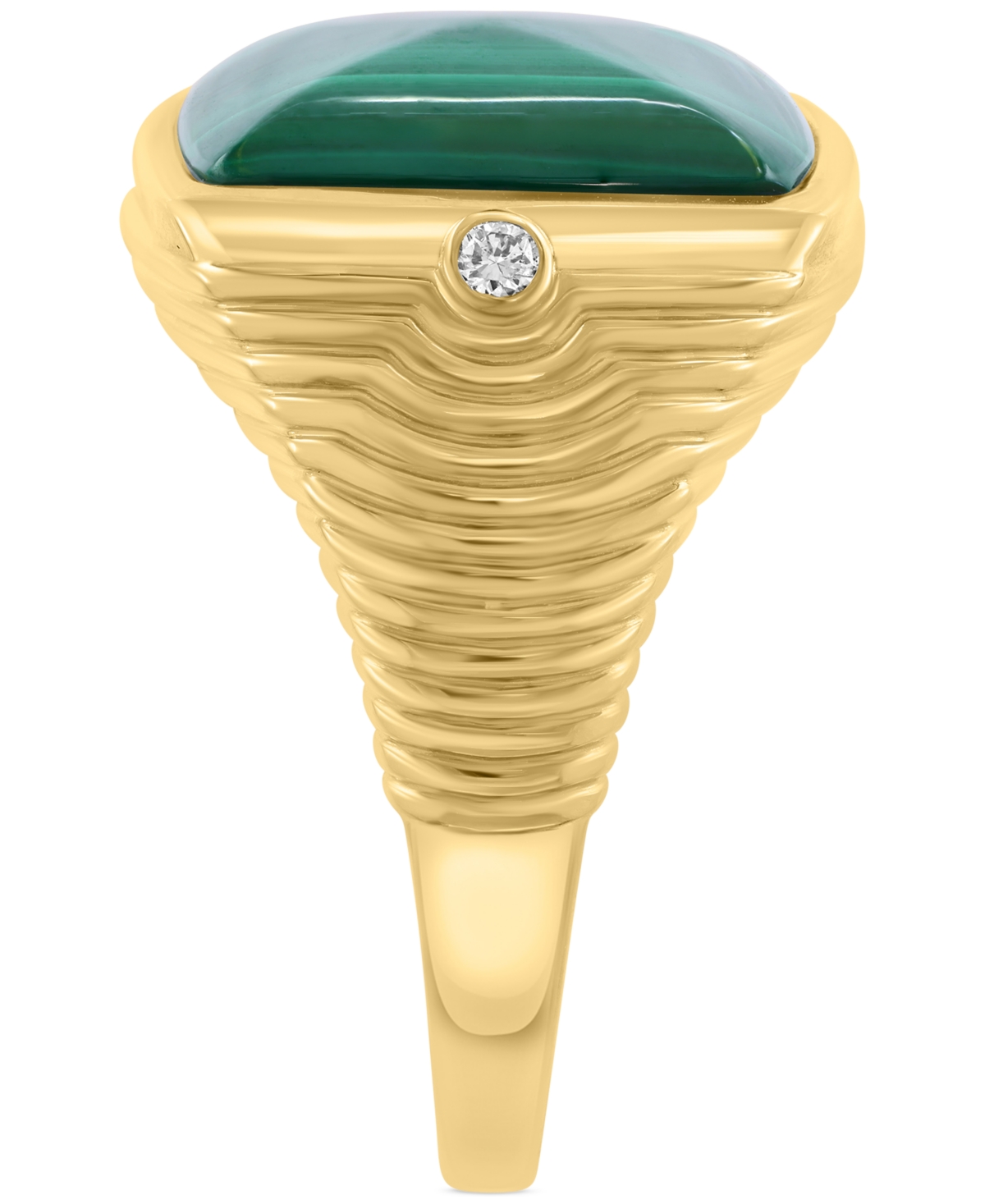 Effy Collection Effy Men's Malachite & Diamond Accent Cushion Textured Ring In 14k Gold In Green