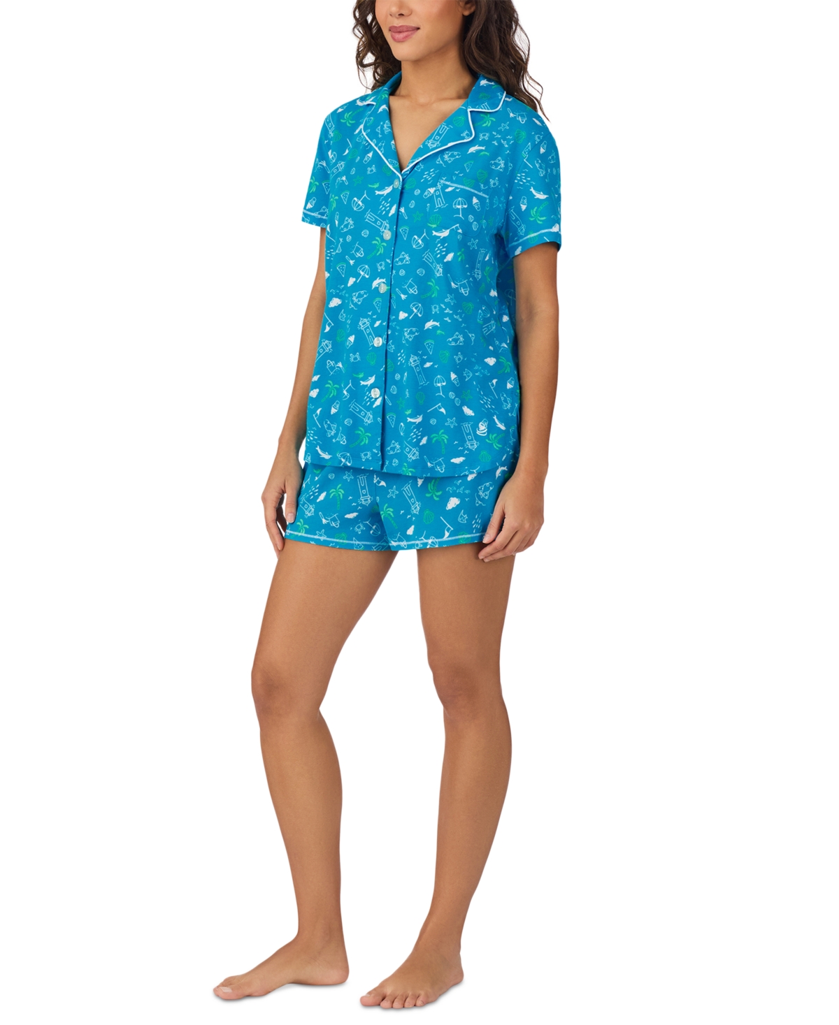 CUDDL DUDS WOMEN'S PRINTED SHORT-SLEEVE BOXER PAJAMA SET 
