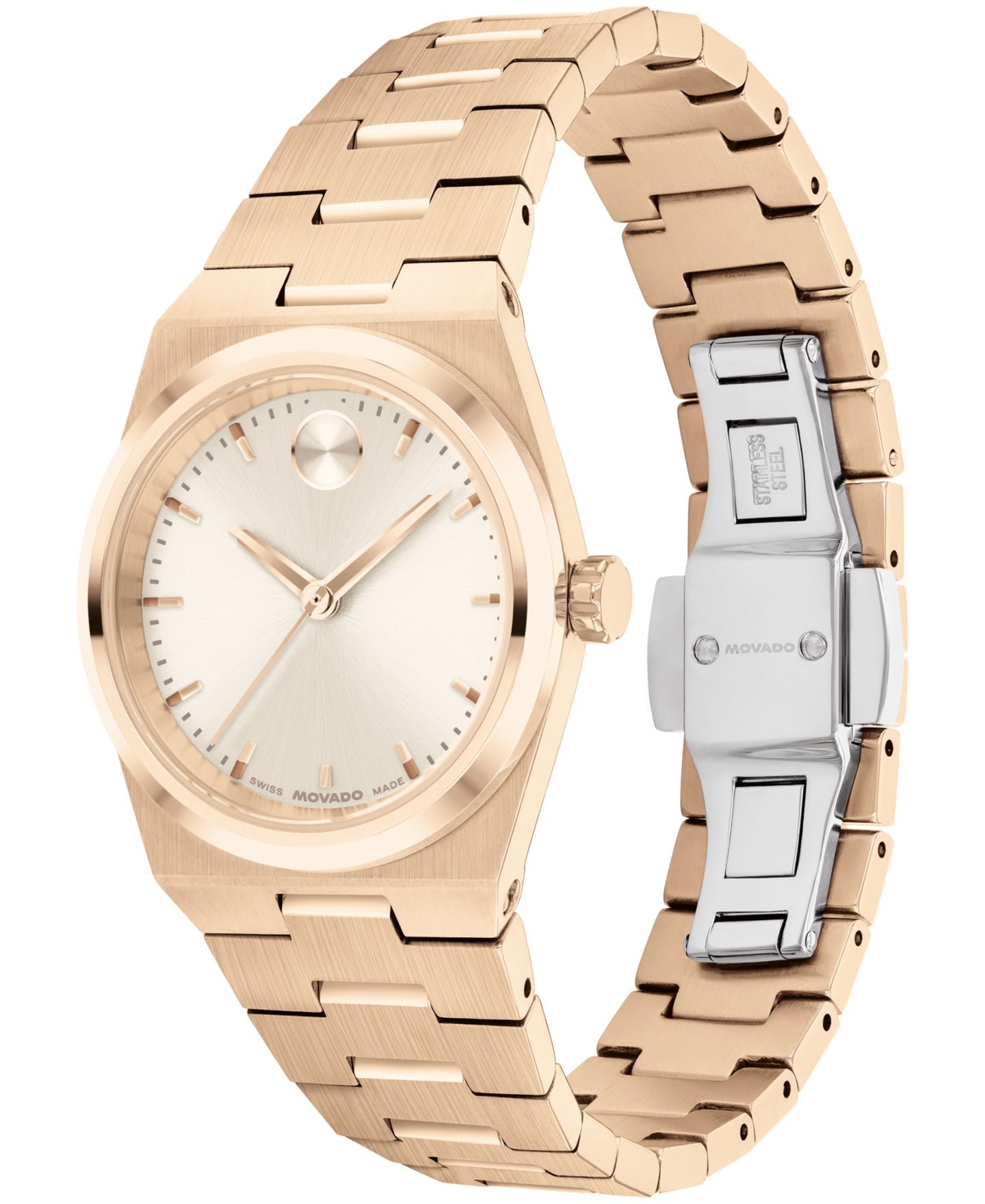 Женские часы Movado Bold Quest Mini Swiss Quartz Ionic Plated Light Rose Gold Steel Watch, 28mm — фото 2