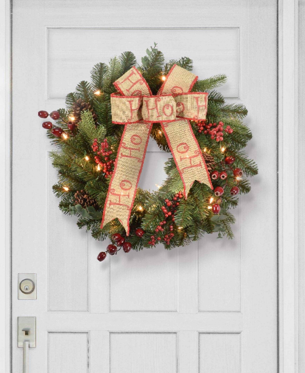 Puleo International 30 inch Prelit Premium Decorated wreath with 70 Clear Incandescent Lights