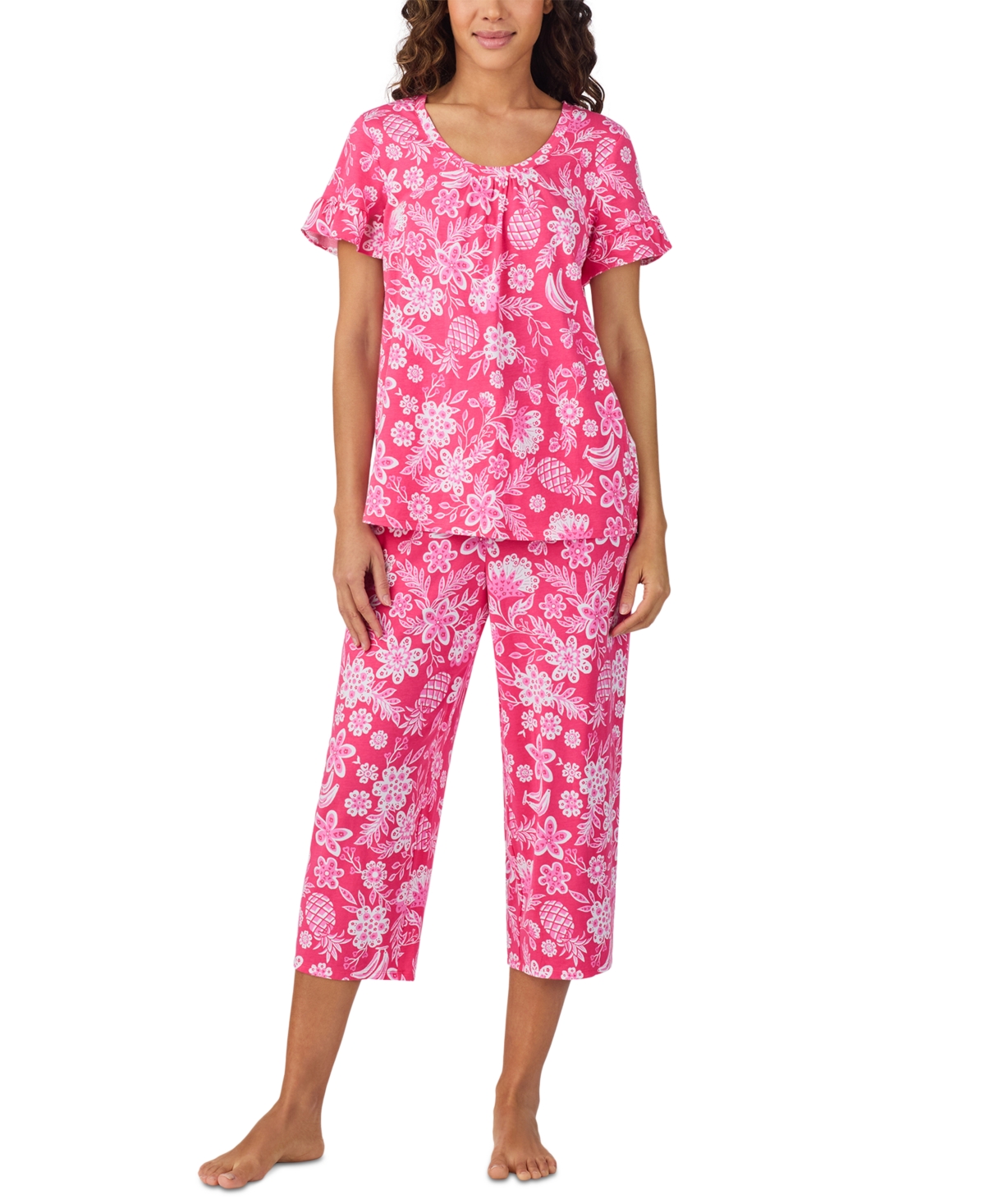 Women's Short-Sleeve Cropped Pajama Set - Novel Pt