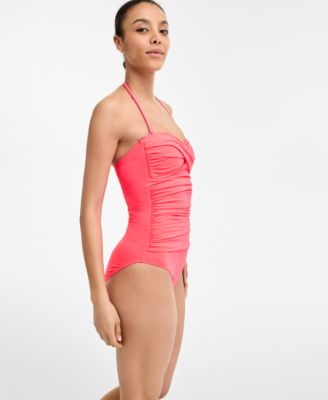 Twist-Front Ruched One-Piece Swimsuit
