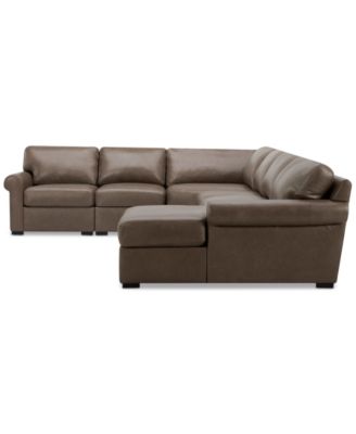 Radley Roll Arm 152" 5-Pc. Leather Wedge Corner Chaise Sectional