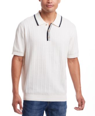 Weatherproof Vintage - Men's Regular-Fit Tipped Herringbone Sweater-Knit Polo Shirt