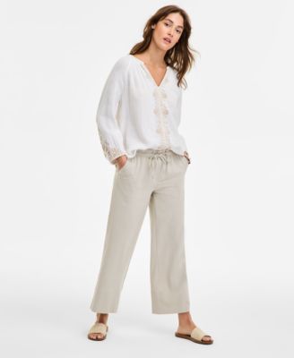 Liverpool Los Angeles Womens Pull On Wide Leg Crop Pants P Xs 3x In Multi