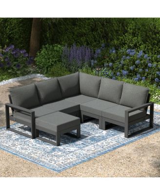 6-Piece Outdoor Patio Corner Sectional Sofa Conversation Set