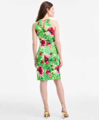 Women's Chain-Trim-Neck Sleeveless Sheath Dress