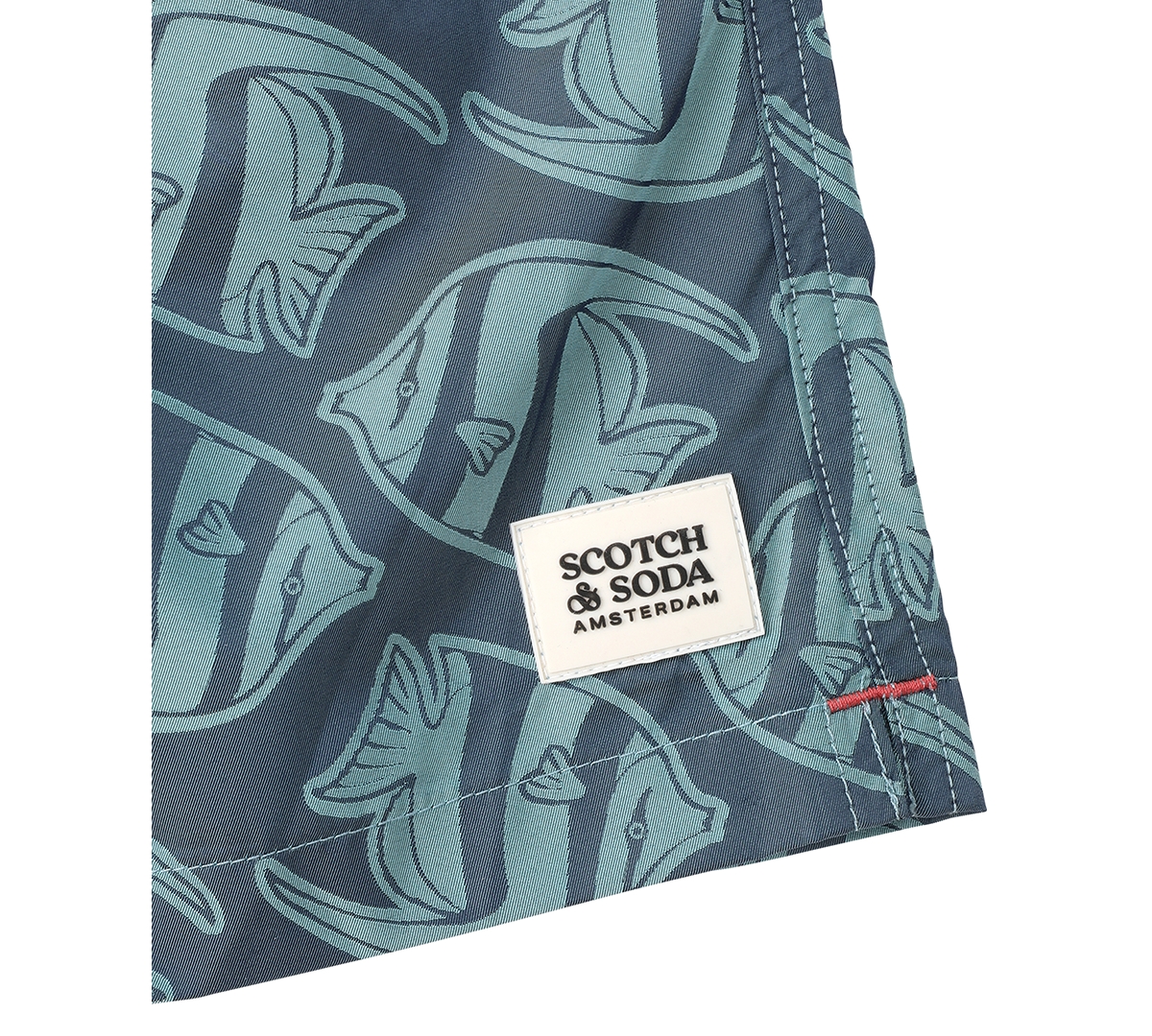 Scotch & Soda Men's Low Tide Fish-print Swim Trunks