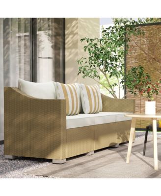 3 Seater Patio Sofa, Wicker Couch with Cushions, Pillows,