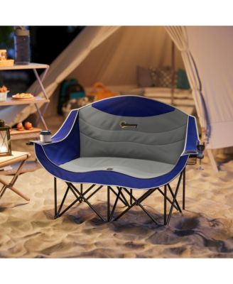 Double Camping Chair for Adults, Padded Folding Camp Chair,
