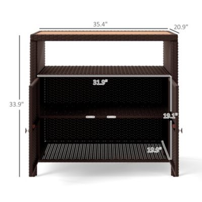 Wicker Outdoor Storage Cabinet, Rat Buffet Sideboard,