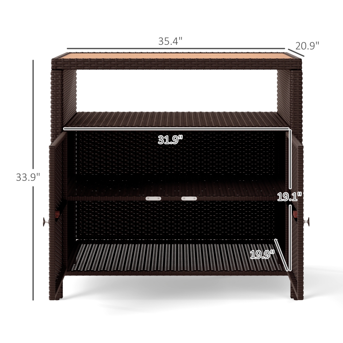 Outsunny Wicker Outdoor Storage Cabinet, Rat Buffet Sideboard,