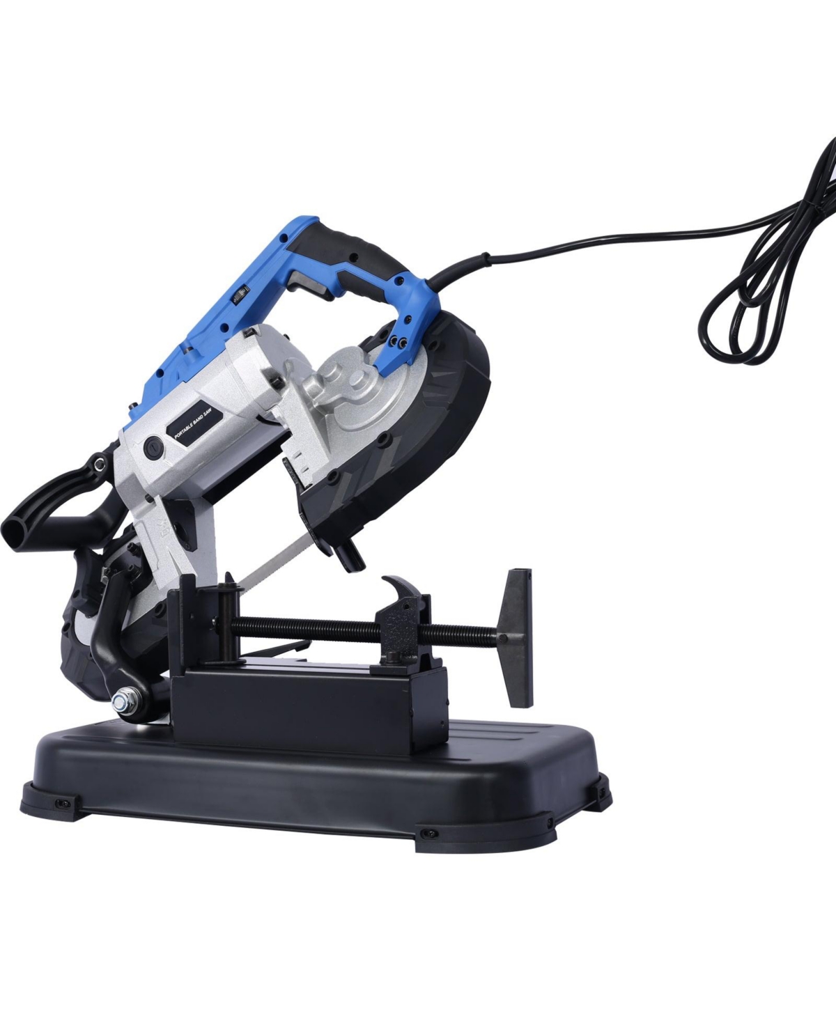 High-Performance Portable Band Saw with Removable Stainless Steel Base, 45&#xB0;-90&#xB0; Cutting, 10A 1100W Motor, 5-inch Depth Cut,