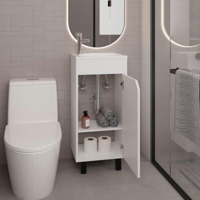 Yorkana Bathroom Vanity, 1 Door, 4 Legs, White