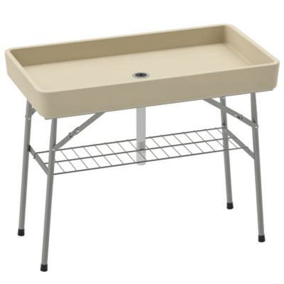 3.4ft Folding Ice Cooler Table with Drain, Party Ice Table