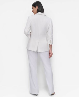 Женский блейзер с рюшами и открытой передней частью от DKNY