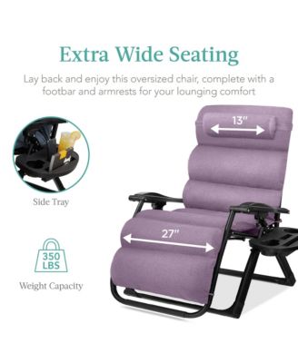 Oversized Zero Gravity Chair, Folding Recliner w/ Removable Cushion, Side Tray