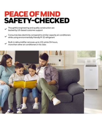 14,500 BTU Portable Air Conditioner for Rooms up to 700 Sq. Ft., Portable AC with Dual Hose & 101 Pint Dehumidifier, Includes Remote Control and AC Unit Window Kit, HW4CEDAWW0, White (10,000 BTU SACC)