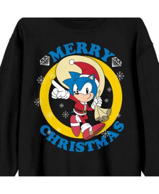 Мужская классическая толстовка Sonic the Hedgehog Merry Christmas для взрослых, черная с круглым вырезом горловины-3XL