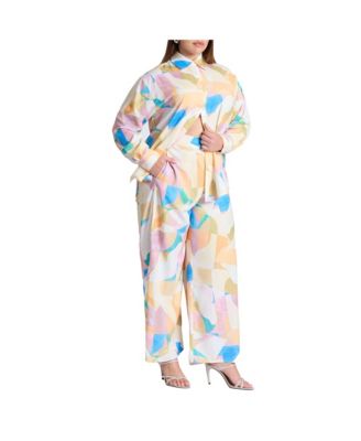 Широкие брюки с принтом ELOQUII Plus Size