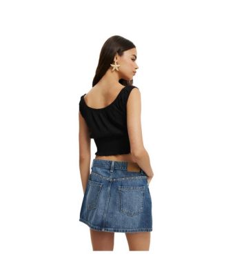 Женский гофрированный топ с коротким рукавом ИЗ ХЛОПКА Chloe