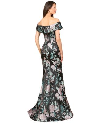 Женское приталенное платье из парчи цвета русалки от Lara