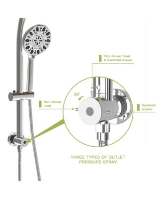 Multi Function Dual Shower Head - Shower System with 4.7" Rain Showerhead, 7-Function Hand Shower, Adjustable Slide Bar