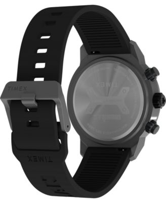 Men's Chronograph Black Silicone Watch, 44mm
