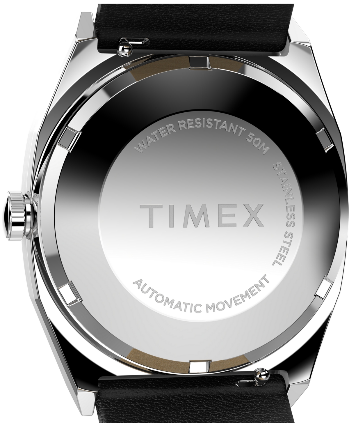 Timex Men's Mechanical Automatic Black Leather Watch, 34mm In Black