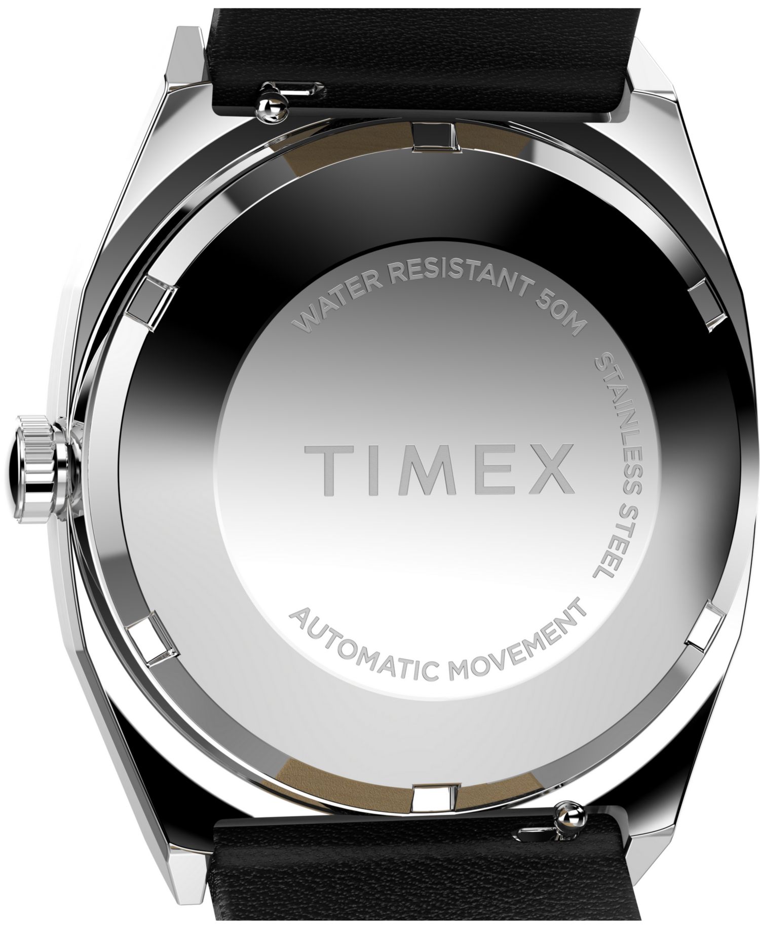 Men's Mechanical Automatic Black Leather Watch, 34mm