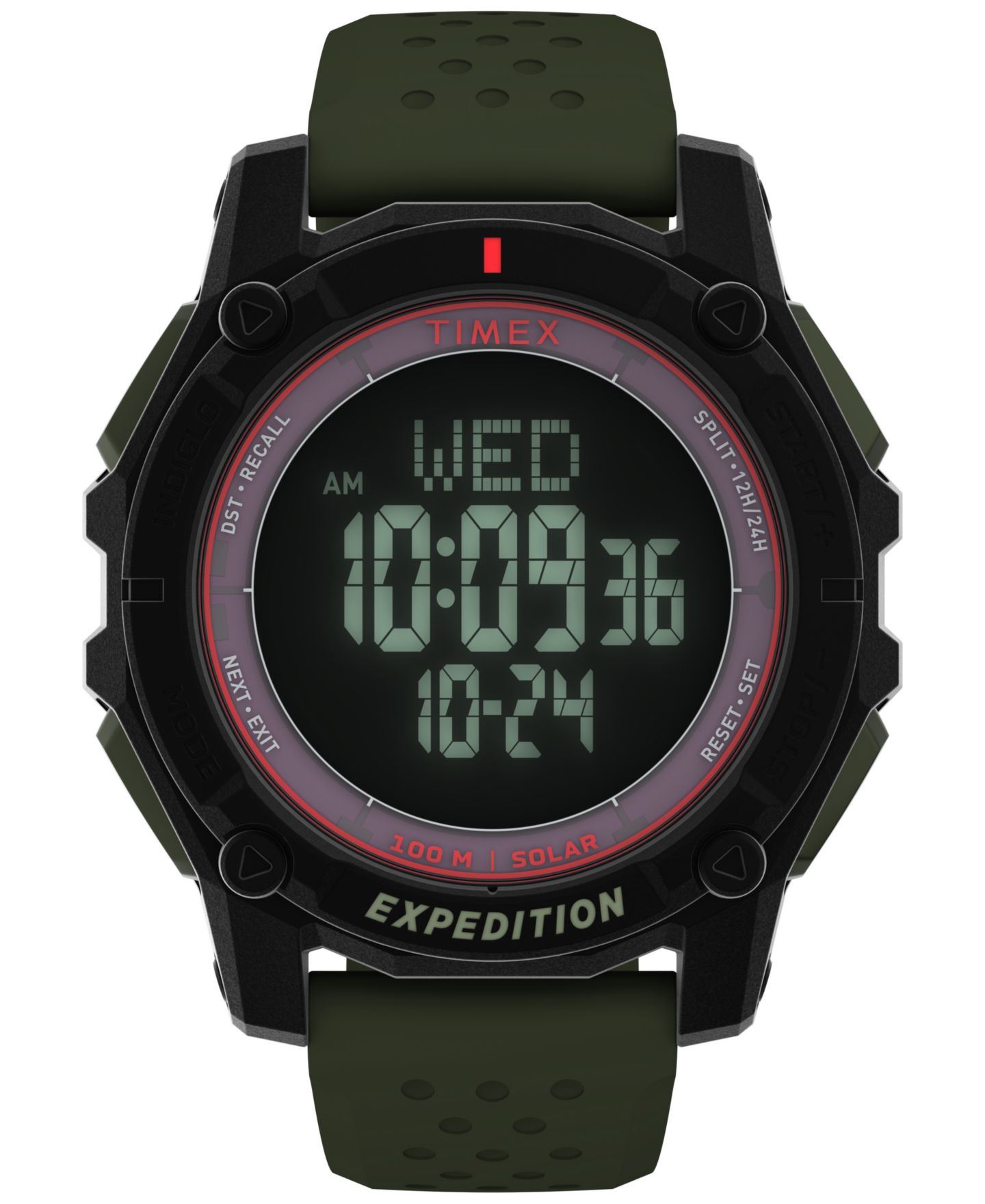 Мужские часы Timex Chronograph Green Silicone Watch, 49mm — фото 1