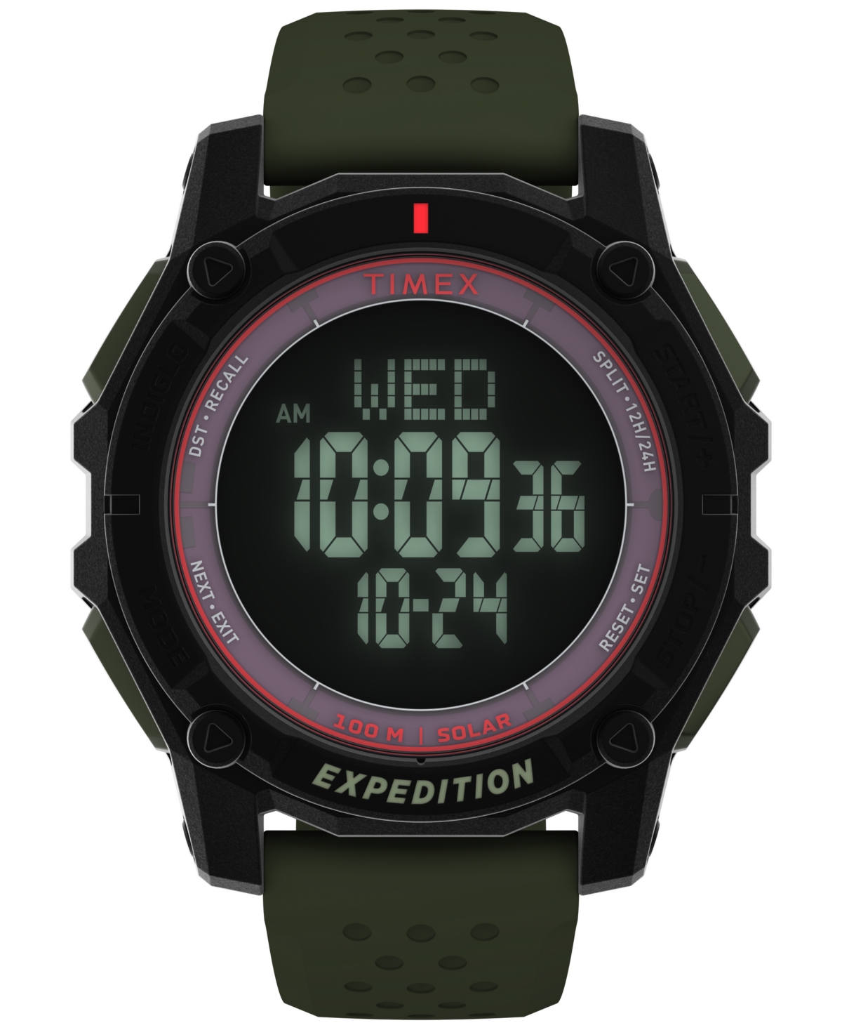 Timex Men's Chronograph Green Silicone Watch, 49mm In Green