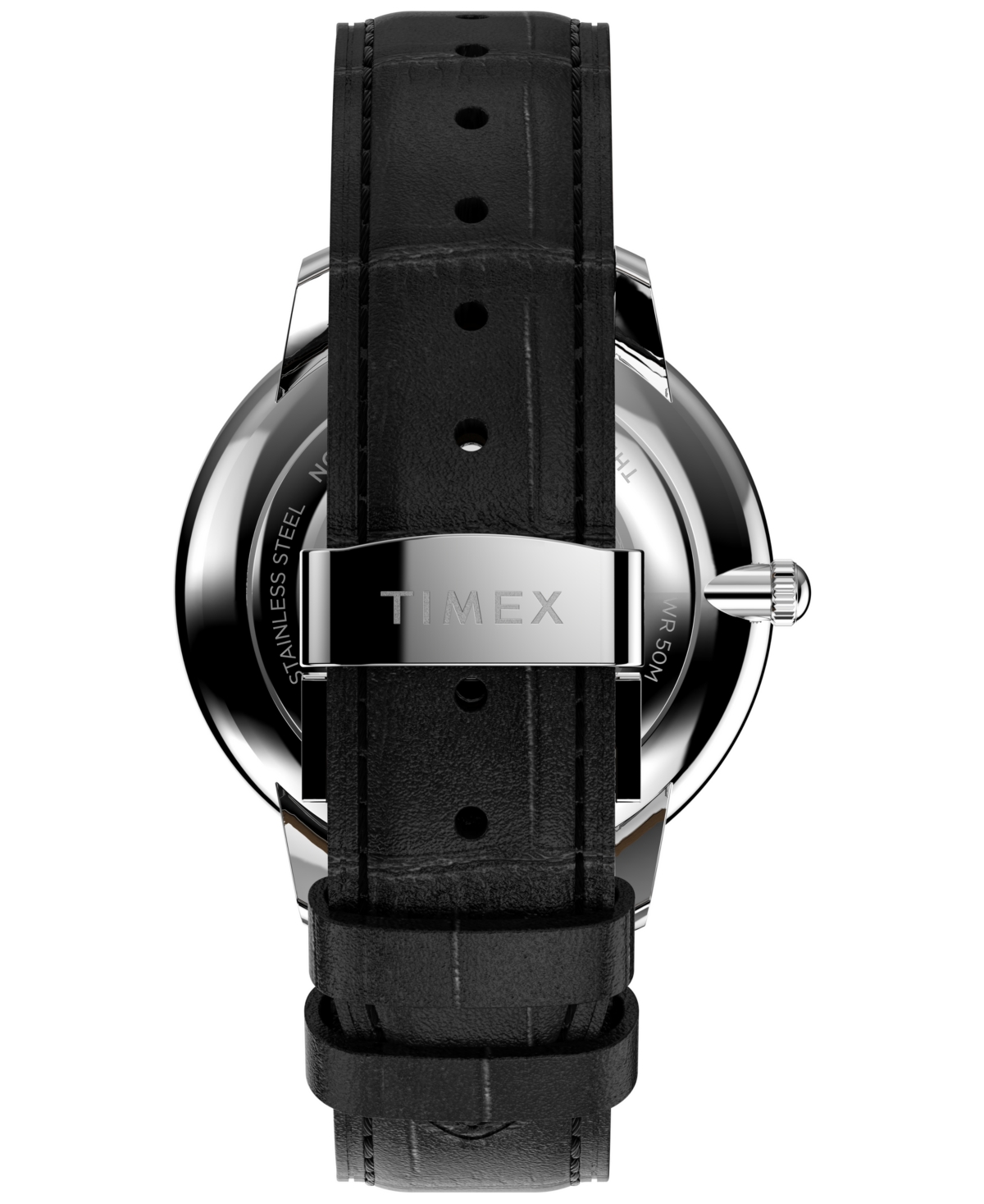 Timex ® Waterbury Metropolitan Leather Strap Watch, 39mm In Black