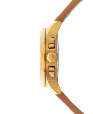 Men's Spitfire Lock Chronograph Brown Leather Strap Watch, 42mm