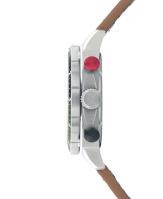 Men's Hawker Hunter Atlas Dual-Time Chronograph Brown Leather Strap Watch, 43mm