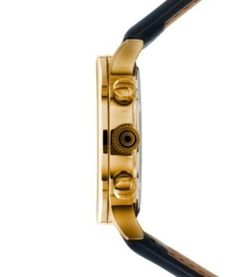 Men's Hawker Hurricane Classic Chronograph Blue Leather Strap Watch, 43.5mm