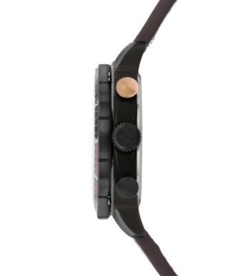 Men's Hawker Hunter Atlas Dual-Time Chronograph Brown Leather Strap Watch, 44mm