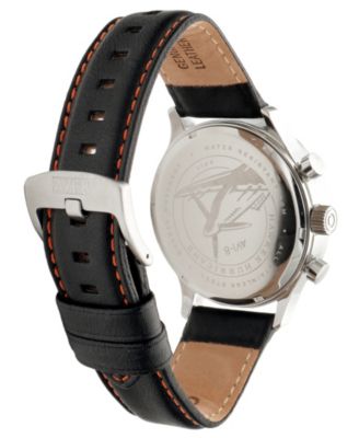 Men's Hawker Hurricane Classic Chronograph Black Leather Strap Watch, 43.5mm