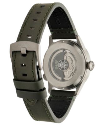 Men's Flyboy Wingman Worldtimer GMT Automatic Green Leather Strap Watch, 41mm