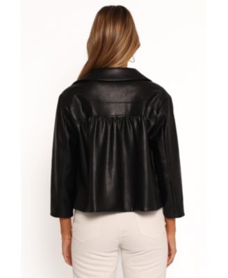 Женская куртка Evora на пуговицах спереди из искусственной кожи с лепестками и пупсом